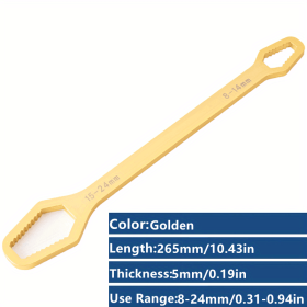 1 Pc Multifunctional Wrench, Household Tools 8-24mm Universal Torx Wrench, Self-tightening Adjustable Glasses Wrench Board, Double-head Torx Span (Color: Golden)